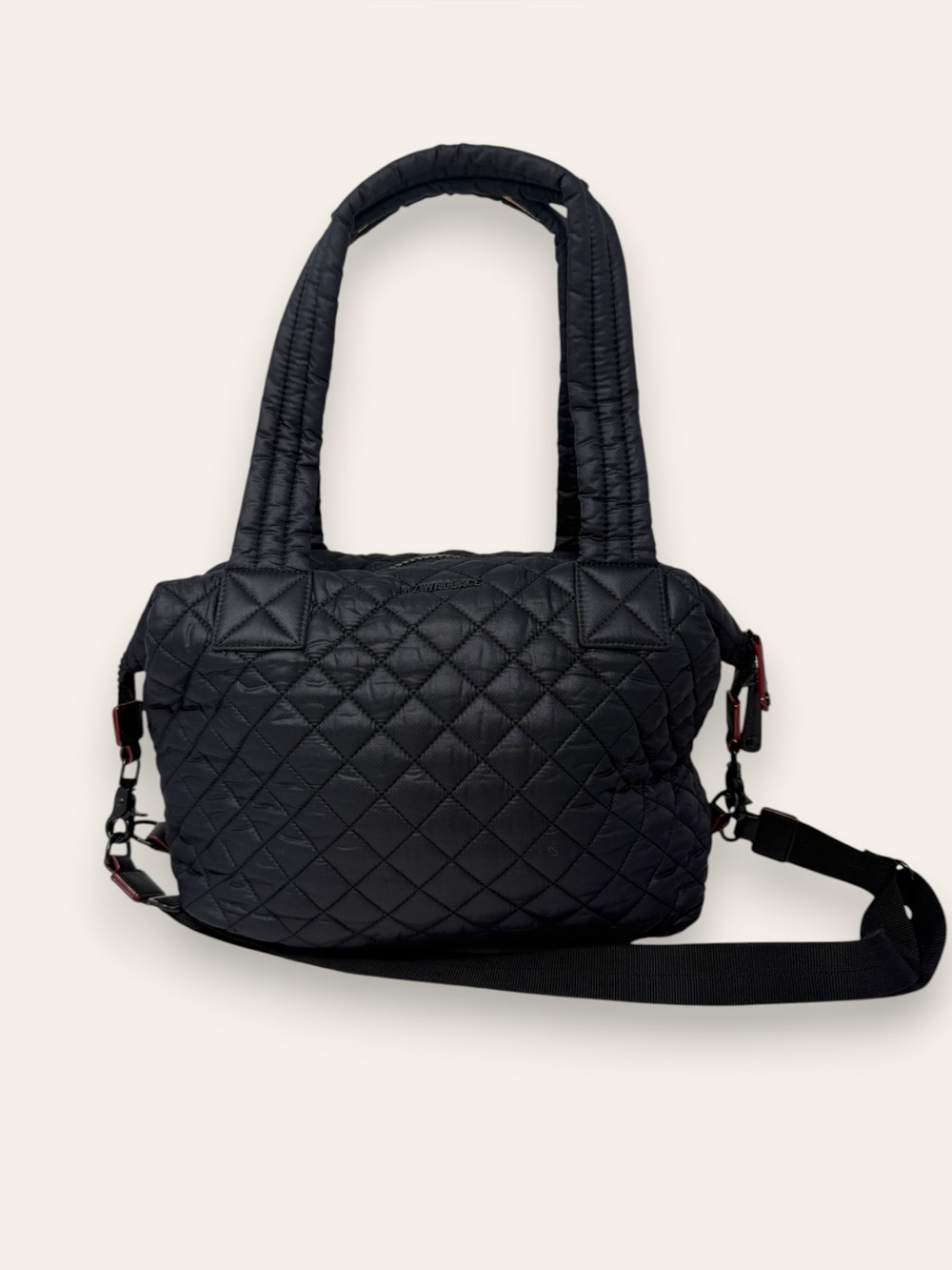 MZ Wallace Sutton Black Zippered Travel Crossbody Shoulder Bag Carry On Medium